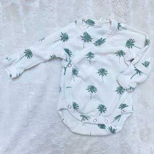 Kate Quinn 0-3M long sleeve kimono bodysuit |  little palm | organic skinny rib